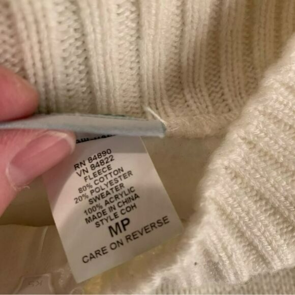 Habana cream zip up grandma core cardigan sweater with sequins medium petite - Picture 7 of 8